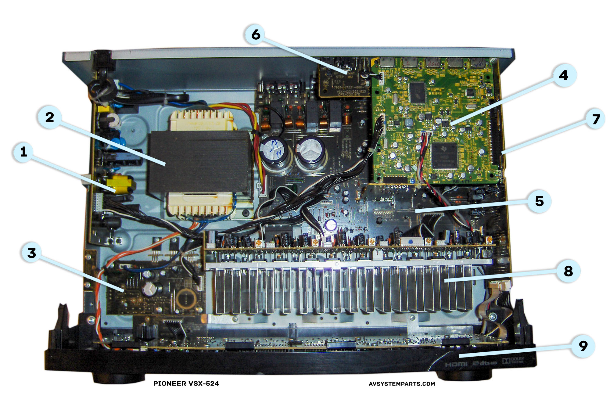 Pioneer VSX-524-k Parts:7020-07336-000-1s,SKP6503-78 ,7020-07335