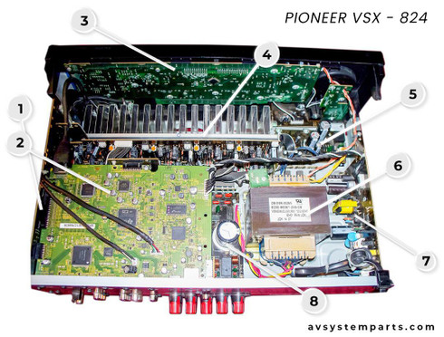 Pioneer VSX-824-k Parts: 7020-07457-020-0s, DB-E196-9328A,  7020-07336-000-0s, 7020-07451-000-0s