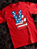 Peace Finger Mens T-shirt on Red