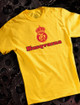 Vintage Husqvarna Mens T-shirt on Yellow
