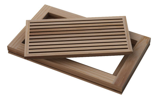 Angled Bar Floor Wood Grilles - Flush Mount with Frame