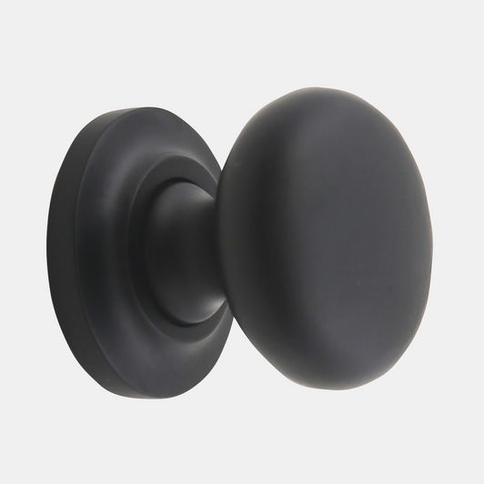 Kayla Solid Brass Cabinet Knob with Base - Matte Black
