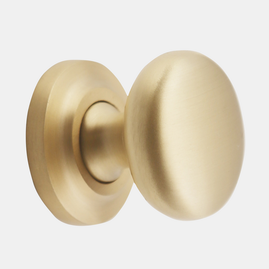 Kayla Solid Brass Cabinet Knob with Base - Satin Brass