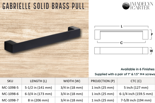 Gabrielle Solid Brass Drawer Pull