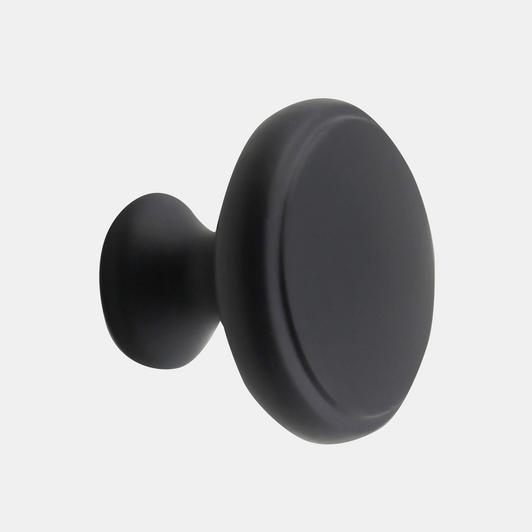 Elizabeth 1.25" Solid Brass Cabinet Knob with Base - Matt Black
