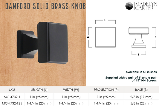 Danford Solid Brass Cabinet Knob