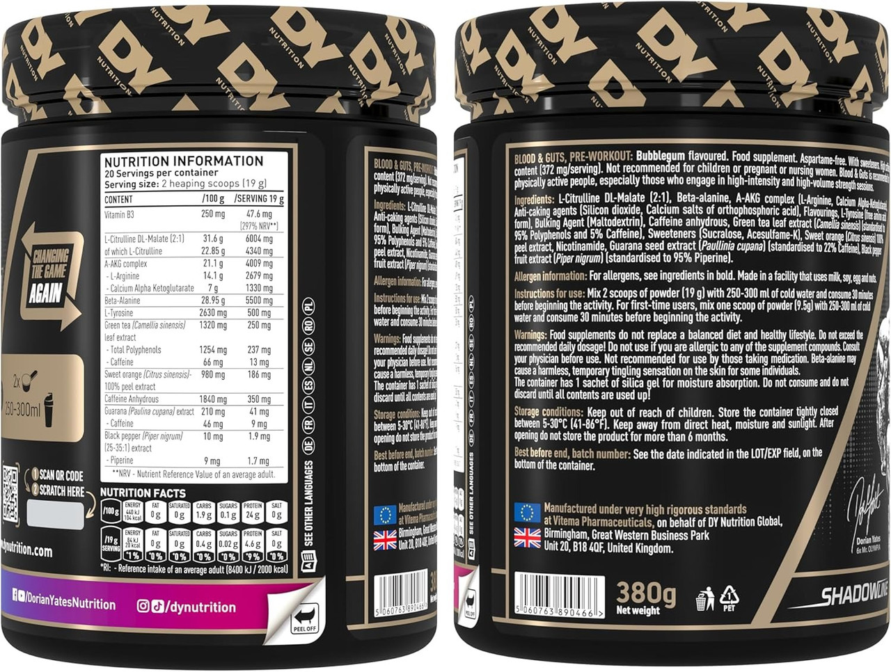 Dorian Yates Blood And Guts 380g Pre-Workout