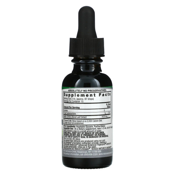 Nature’s Answer, Nettles Alcohol Free Extract, 1 oz 28 ML Ingredients Panel