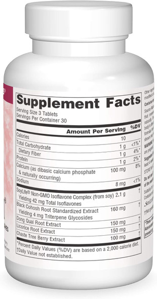 SOURCE NATURALS ETER WOMEN HOT FLASH 45 Tablets Ingredients Panel