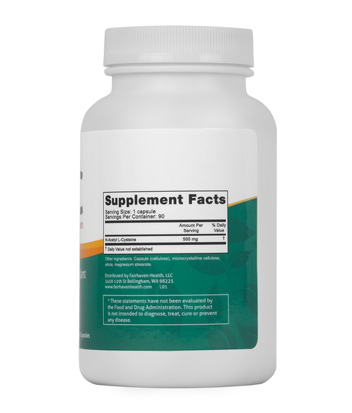 Fairhaven Health NAC 90 500mg Caps Ingredients Panel