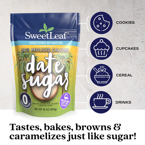SweetLeaf 50% Reduced Calorie Date Sugar - 16oz bag Main Product Image