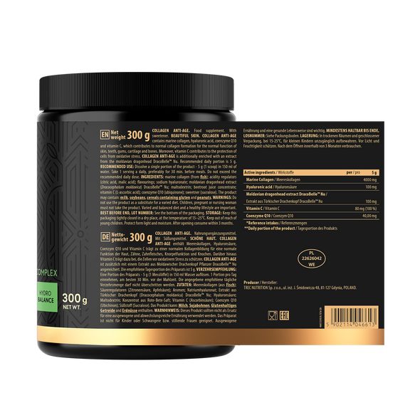 Trec Nutrition Collagen Anti-Age Jar Vanilla-Strawberry 300G Ingredients Panel
