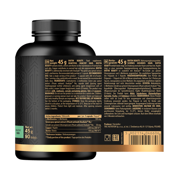 Trec Nutrition Biotin Beauty 90 Caps Ingredients Panel