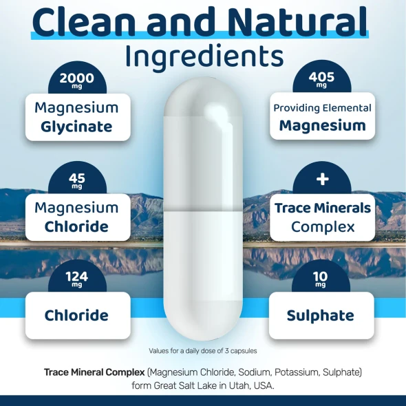 Ultra Lyte Magnesium Glycinate 180 Caps Ingredients Panel
