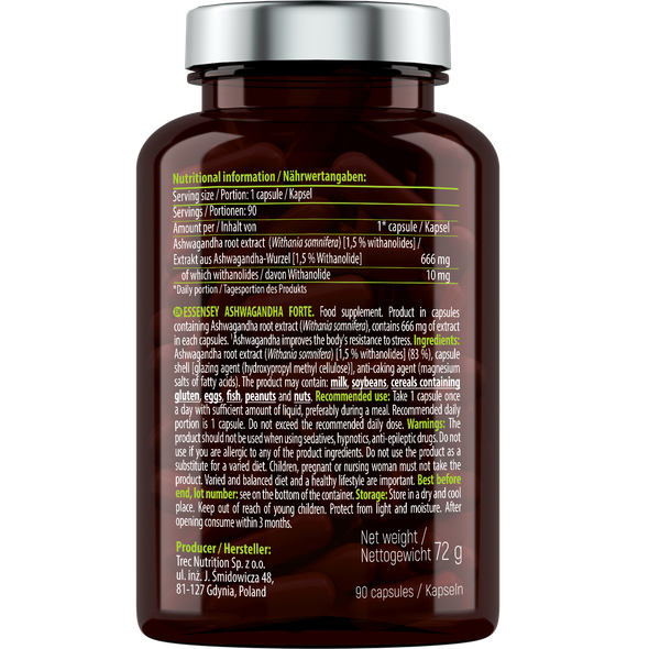 ESSENSEY Bacopa Monnieri 90 Caps Ingredients Panel