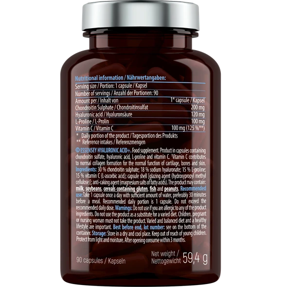 ESSENSEY Hyaluronic Acid 90 Caps Ingredients Panel