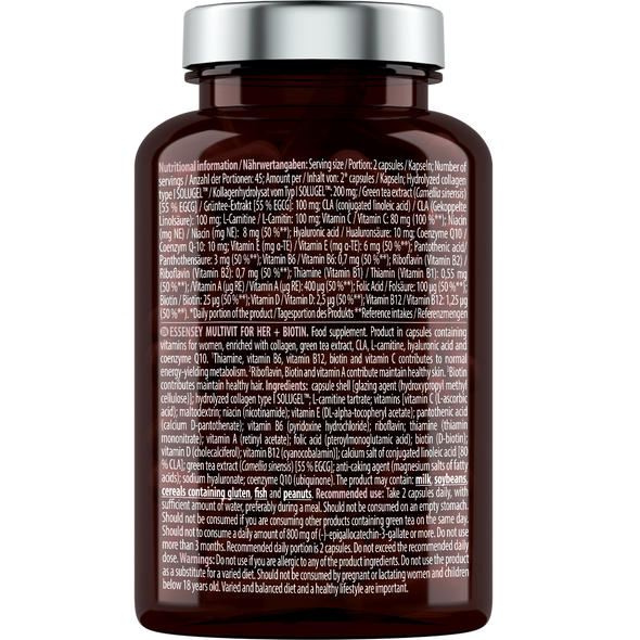 ESSENSEY Multivit for HER + Biotin 90 Caps Ingredients Panel