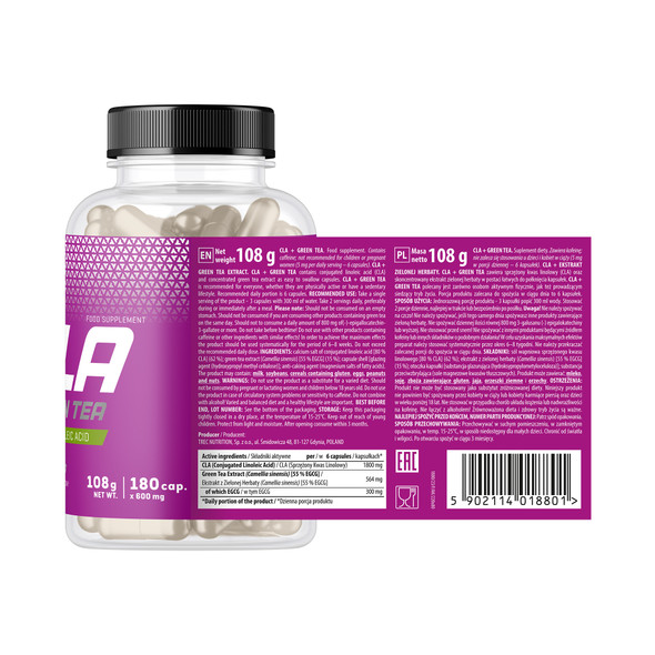 Trec Nutrition CLA + GREEN TEA Ingredients Panel