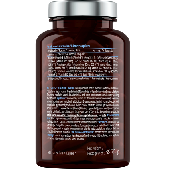 ESSENSEY VITAMIN B COMPLEX 90 Caps Ingredients Panel