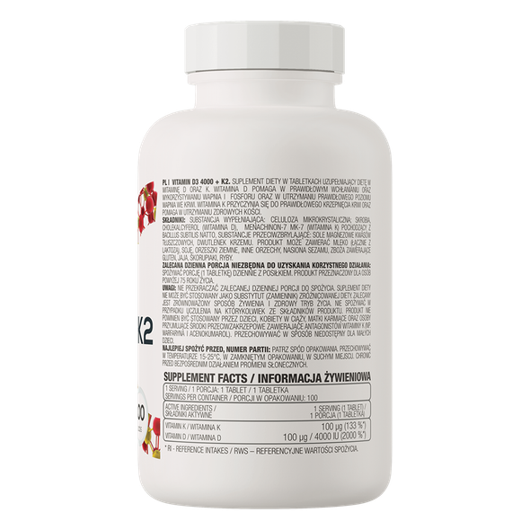 OstroVit Vitamin D3 4000 IU + K2 100 tablets Main Product Image