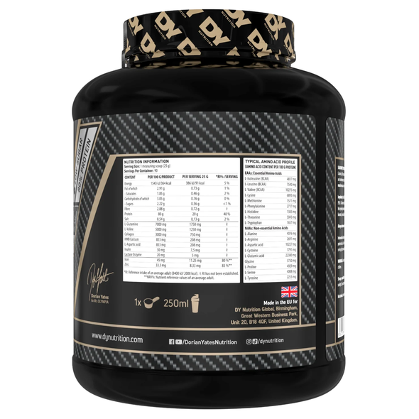 Dorian Yates Whey Protein Shadowhey Hydrolyzed 2.27Kg Ingredients Panel