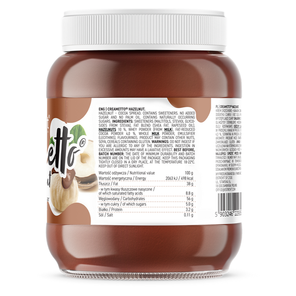 OstroVit Creametto 350g - Hazelnut Protein Ingredients Panel