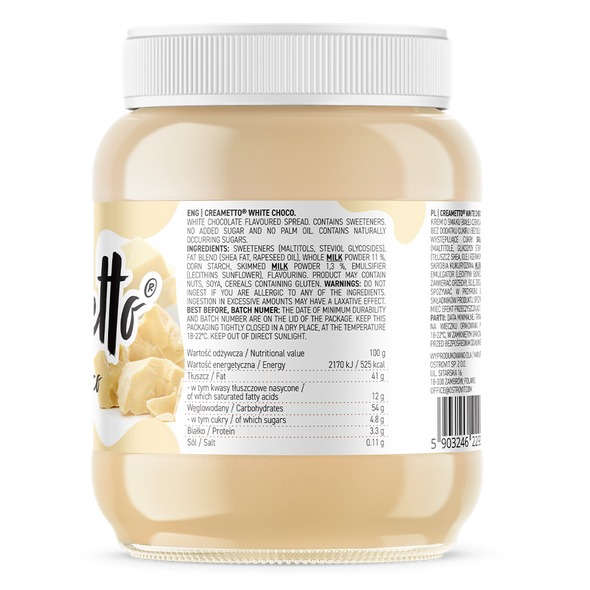 OstroVit Creametto 350g - White Chocolate Ingredients Panel