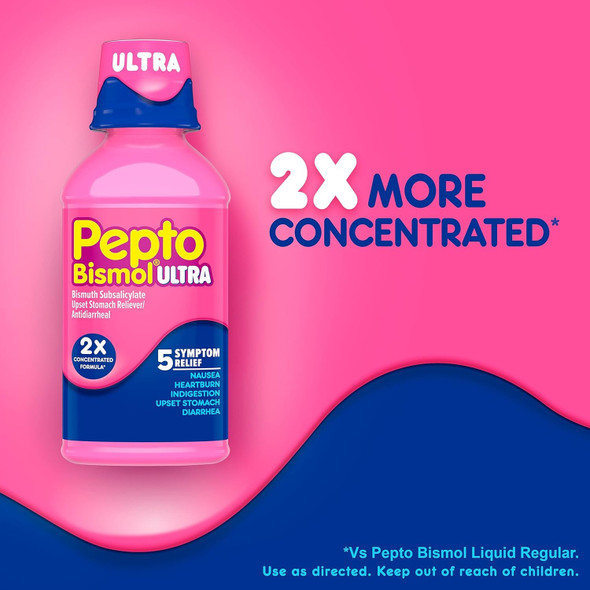 Pepto Bismol 12 oz 354ml Ultra Liquid - UNFLAVOURED Ingredients Panel