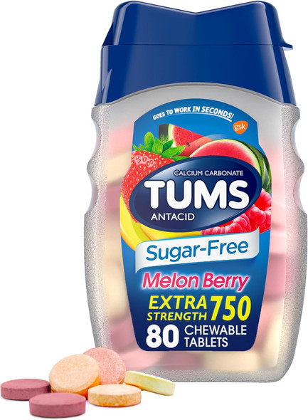 Tums Sugar Free Melon Berry - 80 Count