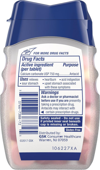 Tums Sugar Free Melon Berry - 80 Count Ingredients Panel