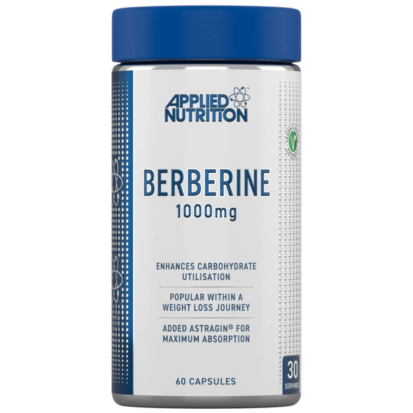 Applied Nutrition Berberine 1000mg Capsules – 60 Vegan Caps, with AstraGin® for Absorption, 30 Day Supply, Tested for Athletes Supplement Facts Panel