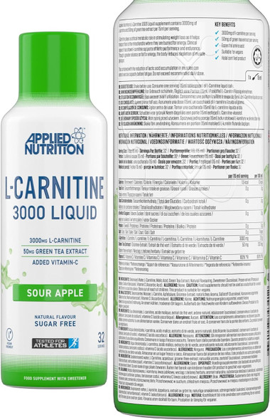 Applied Nutrition L-Carnitine 3000mg Liquid | Green Tea Extract & Vitamin C | Vegan Halal Certified | 15ml Dosing Cap_1