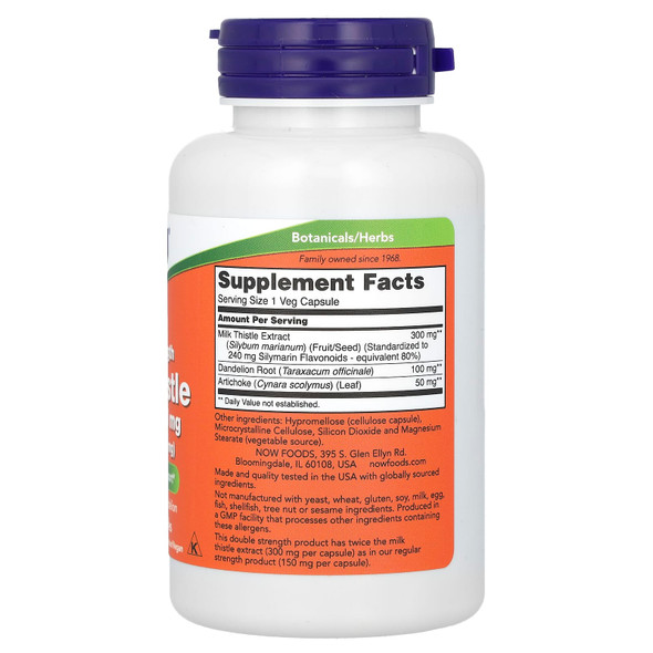 NOW Foods Milk Thistle Extract with Artichoke & Dandelion, 300mg Double Strength - 100 vcaps Main Product Image