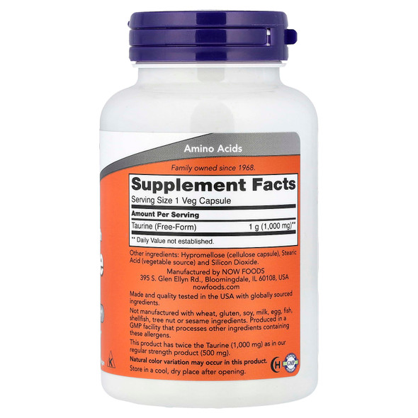 NOW Foods Taurine, 1000mg Double Strength - 100 vcaps 1