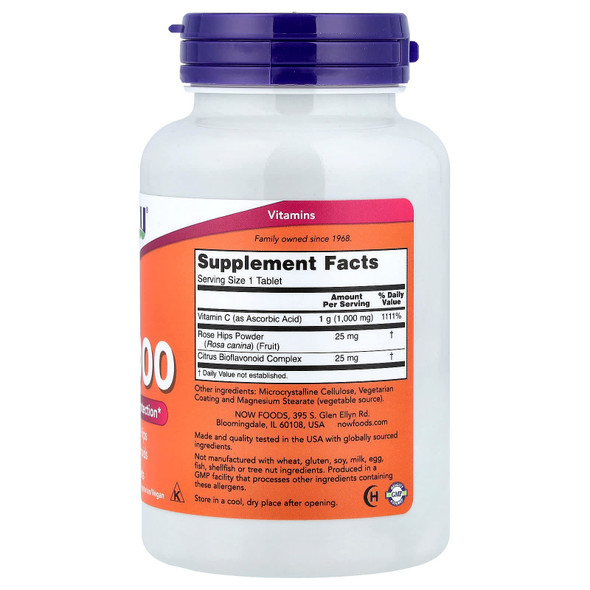 NOW Foods Vitamin C-1000 with Rose Hips & Bioflavonoids - 100 tablets Main Product Image