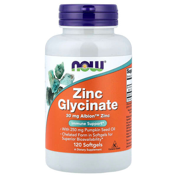 NOW Foods Zinc Glycinate - 120 softgels