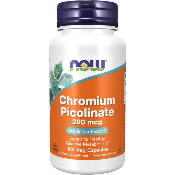 NOW Foods Chromium Picolinate, 200mcg - 100 vcaps Additional Product Image 2