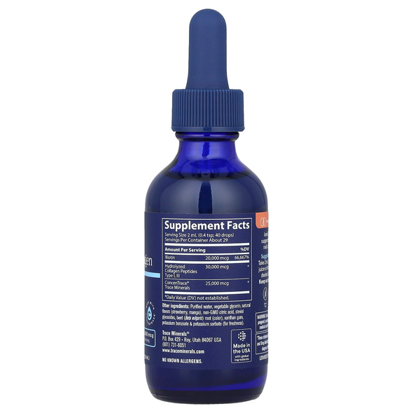 Trace Minerals Ionic Biotin + Collagen Strawberry Mango 59ml