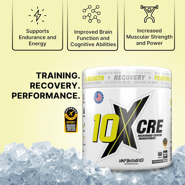 10X Athletic CRE 300g Creatine Formula Label