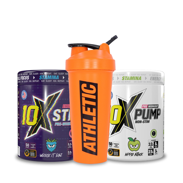 10X Athletic Pre-Workout Stack - PUMP, STIM and free shaker