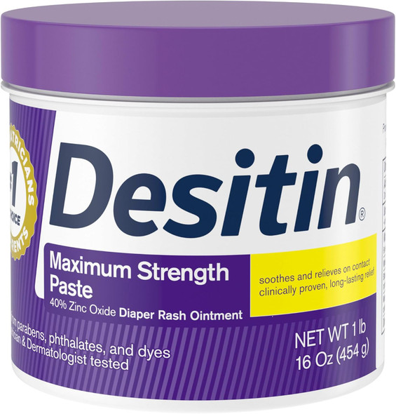Desitin Maximum Strength Diaper Rash Cream with 40% zinc oxide, 16oz jar