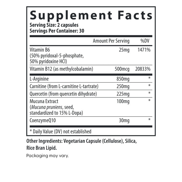 MotilityBoost for men 60 Caps Ingredients Panel