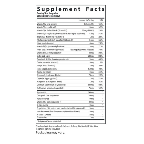 FH PRO for Women 180 Caps Ingredients Panel