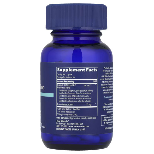 Trace Minerals Probiotic 55 Billion - 30 Caps Ingredients Panel