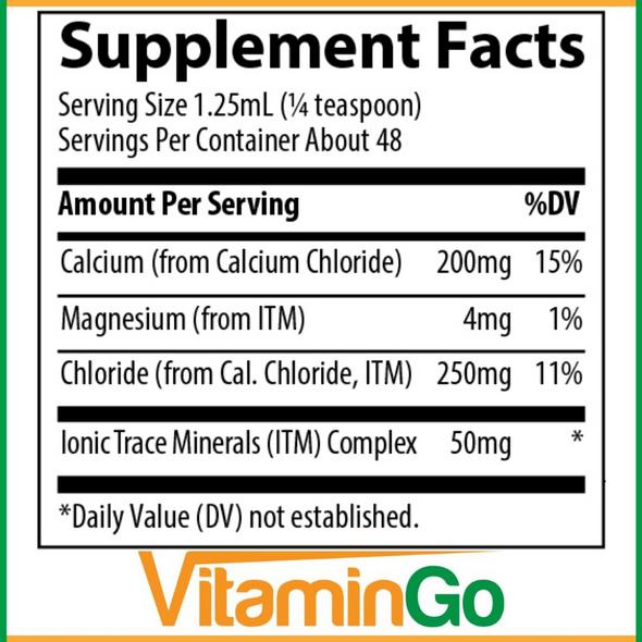 Trace Minerals Liquid Ionic Calcium Ingredients