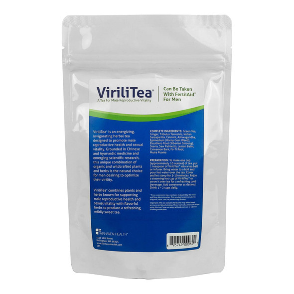 Fairhaven Health ViriliTea Male Fertility Tea 113g Ingredients Panel