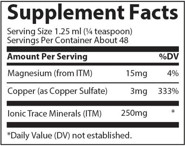 Trace Minerals, Liquid Ionic Copper 2oz Ingredients