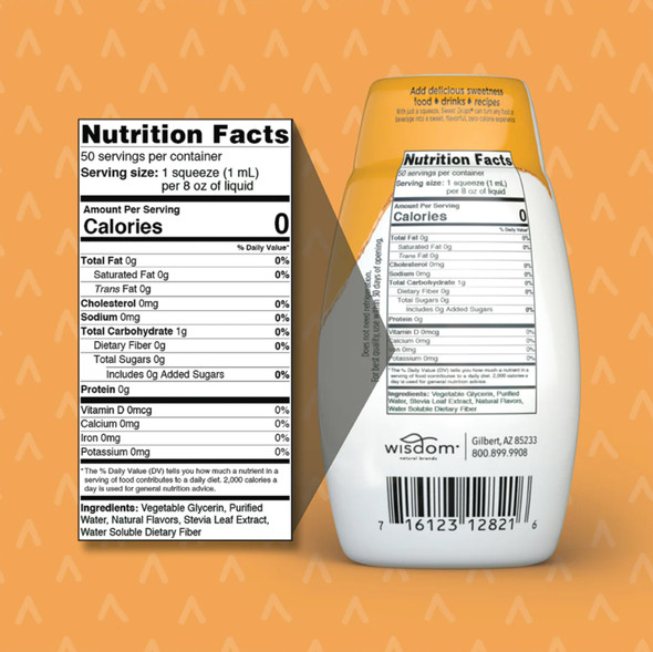 Sweetleaf Sweet Drops - Flavored Stevia Sweetener Caramel 1.7 fl.oz Ingredients Panel