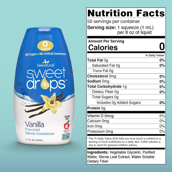 Sweetleaf Sweet Drops - Flavored Stevia Sweetener Vanilla 1.7 fl.oz