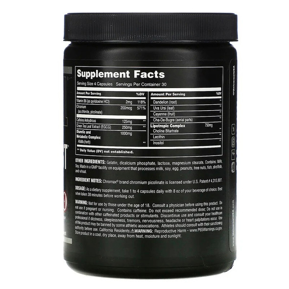 Universal Nutrition Ripped Fast 120 Caps ingredients
